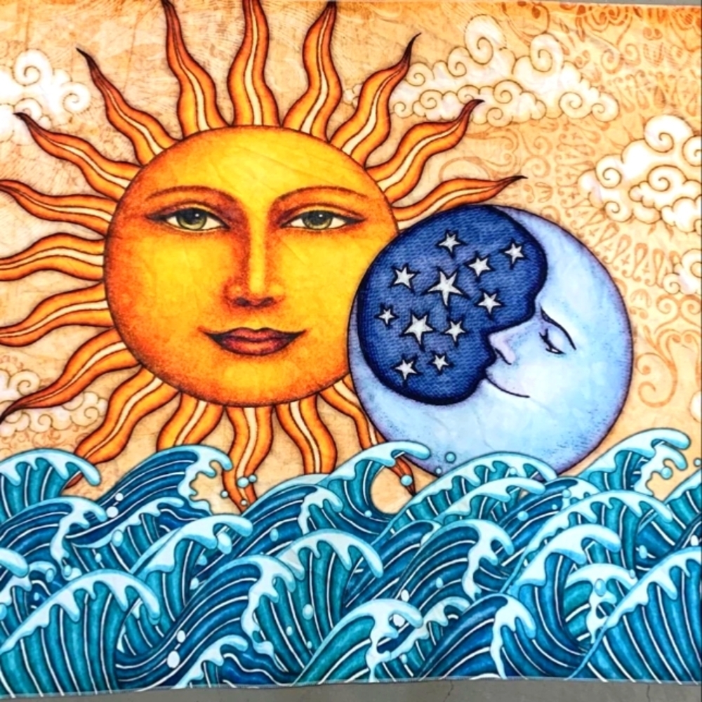 Ocean Sunrise Tapestry By Dan Morris. 50" X 60" Polyester.